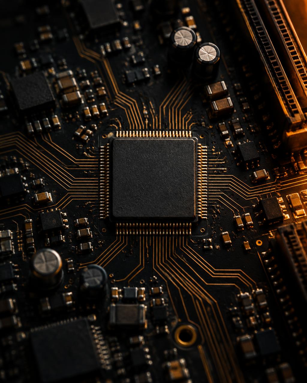 Chip de processamento em uma placa eletrônica